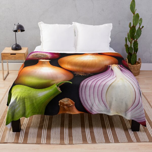 Item preview, Onion Still Life Photography – Red Yellow Green Bulbs on Dark Background designed and sold by Kaleidoscope Print.