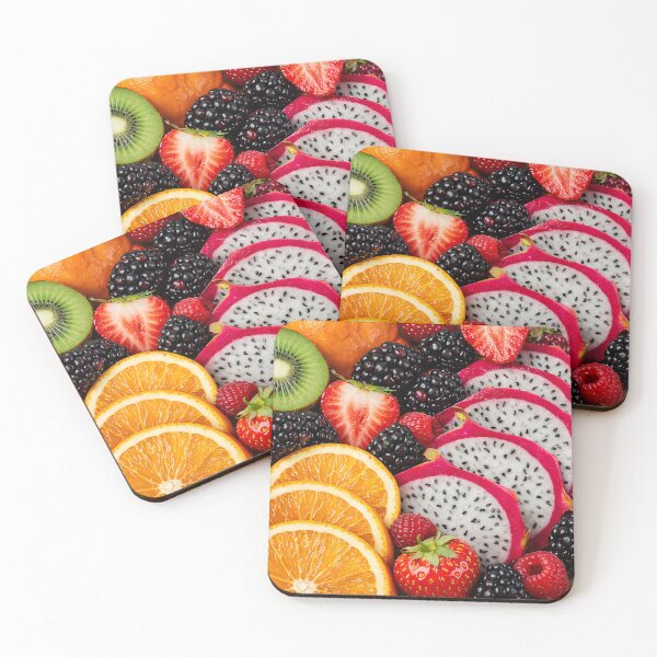 Item preview, Tropical Fruit Collage – Dragon Fruit Citrus Berry Colorful Food Art designed and sold by Kaleidoscope Print.