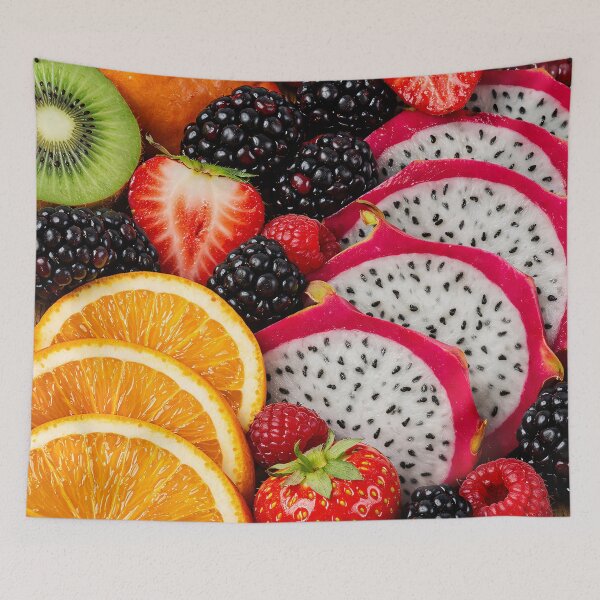 Item preview, Tropical Fruit Collage – Dragon Fruit Citrus Berry Colorful Food Art designed and sold by Kaleidoscope Print.