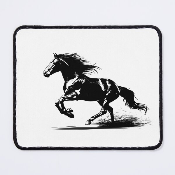 Item preview, Running Horse Silhouette – Wild Stallion Gallop Black & White Minimal Art designed and sold by inkoutninja.