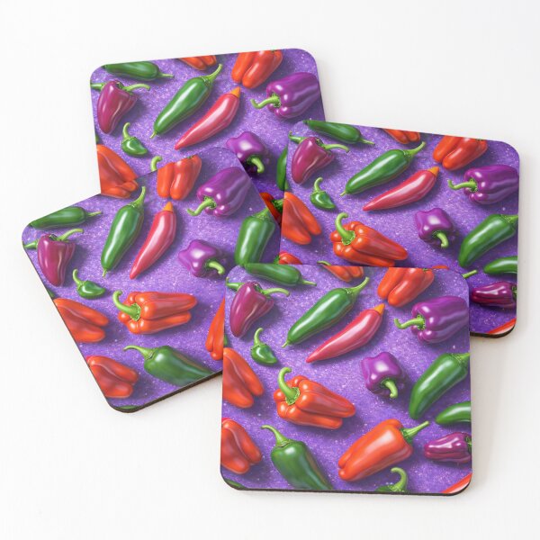 Item preview, Colorful Peppers Pattern – Red Green Purple Chili & Bell Pepper Pop Art designed and sold by Kaleidoscope Print.