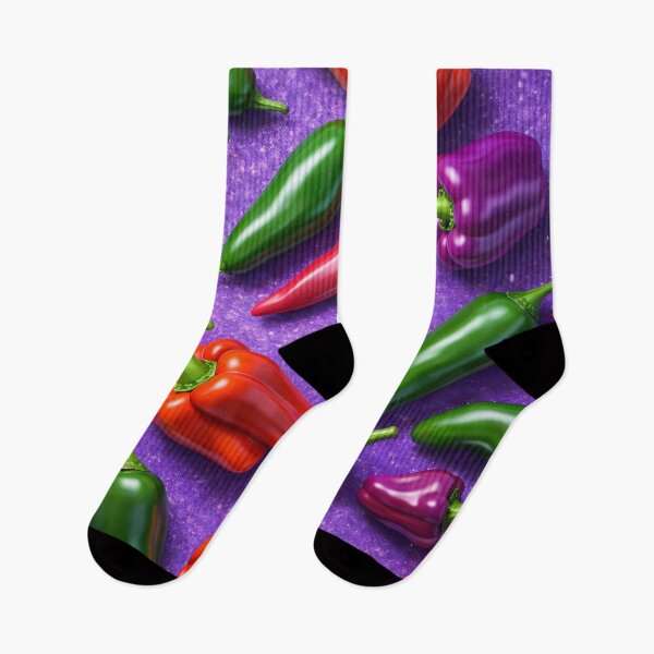 Item preview, Colorful Peppers Pattern – Red Green Purple Chili & Bell Pepper Pop Art designed and sold by Kaleidoscope Print.