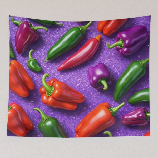 Item preview, Colorful Peppers Pattern – Red Green Purple Chili & Bell Pepper Pop Art designed and sold by Kaleidoscope Print.