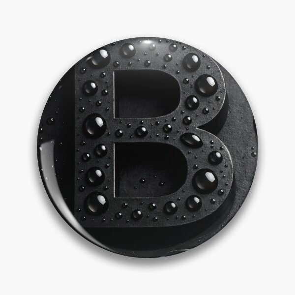 Item preview, Black Letter B Monogram – Dark Glossy Water Droplets Minimal 3D Typography designed and sold by Kaleidoscope Print.