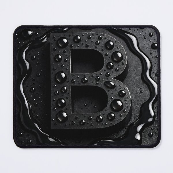 Item preview, Black Letter B Monogram – Dark Glossy Water Droplets Minimal 3D Typography designed and sold by Kaleidoscope Print.