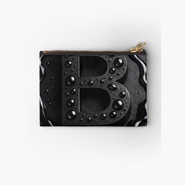 Item preview, Black Letter B Monogram – Dark Glossy Water Droplets Minimal 3D Typography designed and sold by Kaleidoscope Print.