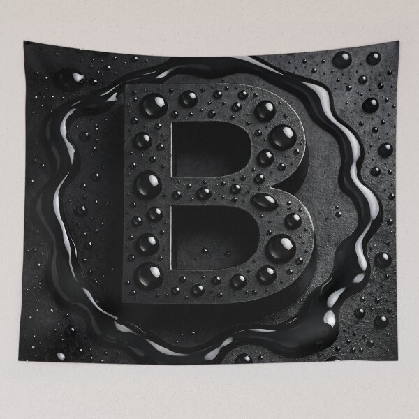 Item preview, Black Letter B Monogram – Dark Glossy Water Droplets Minimal 3D Typography designed and sold by Kaleidoscope Print.