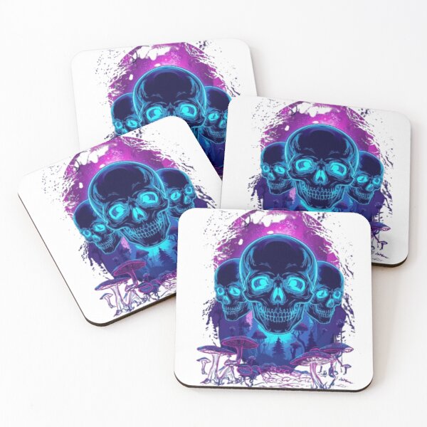 Item preview, Neon Mystic Skulls in Enchanted Mushroom Forest designed and sold by Vikkokansana.