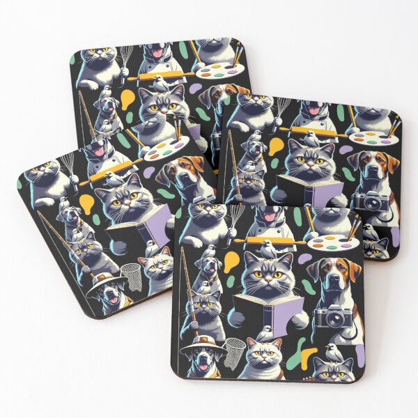 Item preview, Whimsical Pet Hobbies Collage - Cute Cat and Dog Career Mashup designed and sold by GenZFashion000.