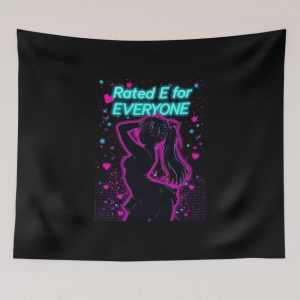 Item preview, Rating E For Everyone Wholesome Anime Girl Funny Neon Gamer Art designed and sold by ConfuseLab Shop.