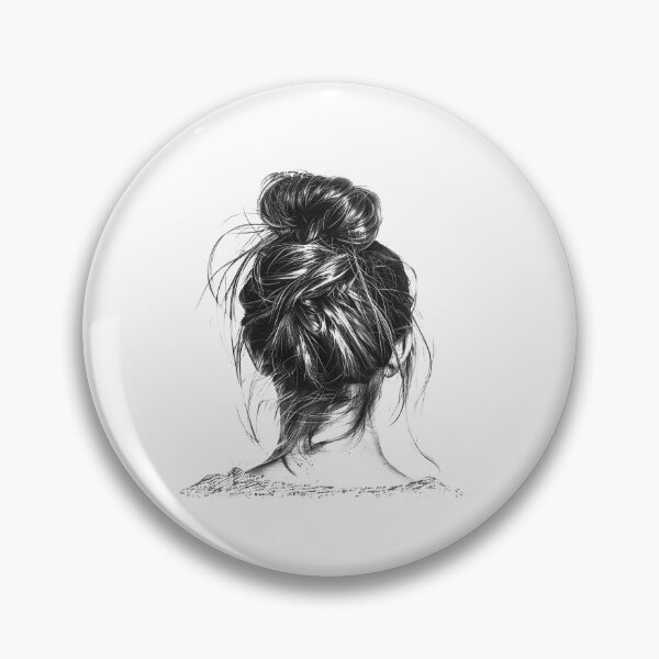 Item preview, Messy Bun Hair Sketch – Black & White Woman Updo Minimal Line Art designed and sold by inkoutninja.