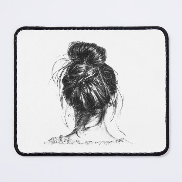 Item preview, Messy Bun Hair Sketch – Black & White Woman Updo Minimal Line Art designed and sold by inkoutninja.