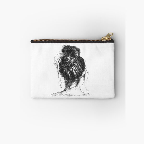 Item preview, Messy Bun Hair Sketch – Black & White Woman Updo Minimal Line Art designed and sold by inkoutninja.