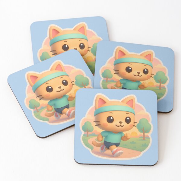 Item preview, Sporty Chibi Cat Jogging Pastel Sunrise designed and sold by VibeShift Studio.