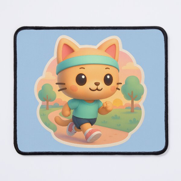 Item preview, Sporty Chibi Cat Jogging Pastel Sunrise designed and sold by VibeShift Studio.