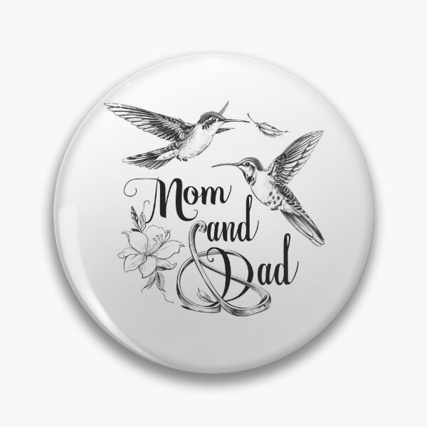 Item preview, Mom and Dad – Hummingbirds & Wedding Rings Black and White Floral Typography designed and sold by inkoutninja.