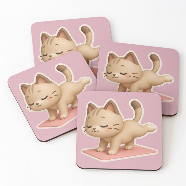 Item preview, Chibi Cat Yoga Pose on Pink Mat designed and sold by VibeShift Studio.