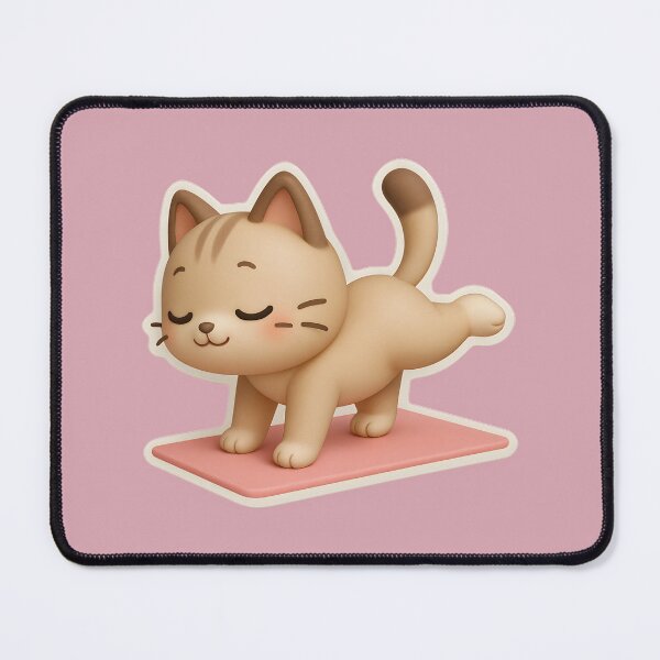 Item preview, Chibi Cat Yoga Pose on Pink Mat designed and sold by VibeShift Studio.