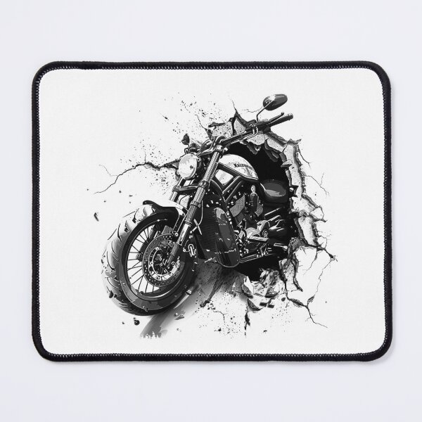 Item preview, Motorcycle Breaking Wall – Biker Street Ride Black & White Grunge Art designed and sold by inkoutninja.