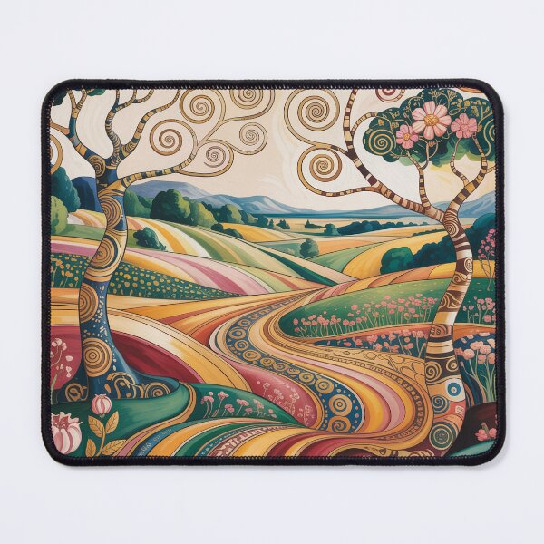 Item preview, Klimt Inspired Golden Art Nouveau Landscape – Ornamental Floral Pattern Luxury Wall Art designed and sold by Tamas Das.