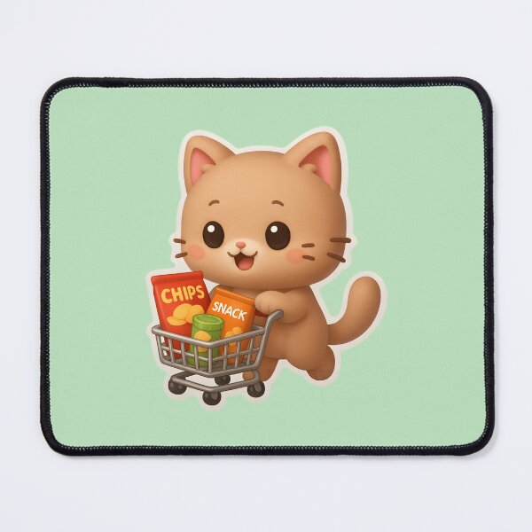 Item preview, Chibi Cat Grocery Shopping Mini Cart Snacks designed and sold by VibeShift Studio.