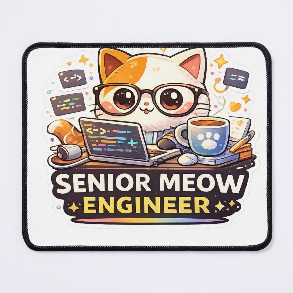 Item preview, Senior Meow Engineer Funny Programmer Cat designed and sold by LitlCalmStudio.