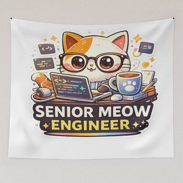 Item preview, Senior Meow Engineer Funny Programmer Cat designed and sold by LitlCalmStudio.
