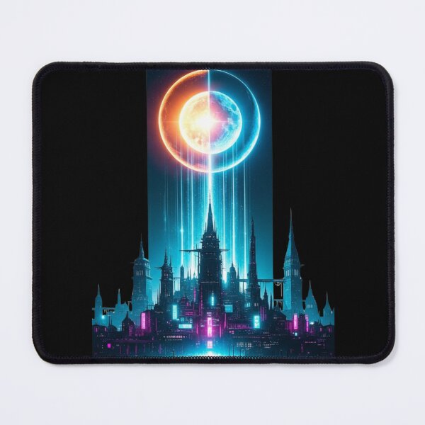 Item preview, Neon Cyberpunk Future City Under Cosmic Energy Sky designed and sold by Dzblack.