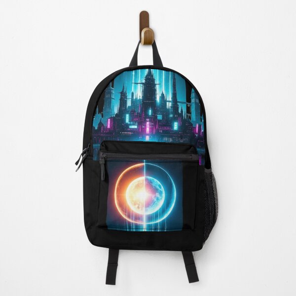 Item preview, Neon Cyberpunk Future City Under Cosmic Energy Sky designed and sold by Dzblack.