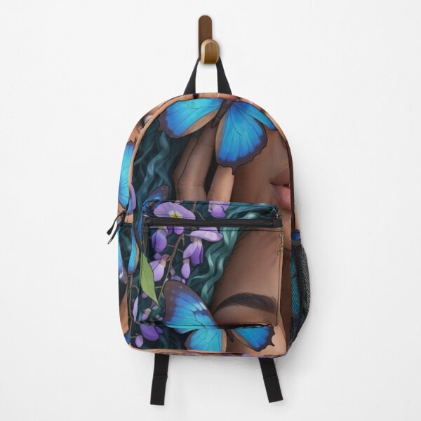 Item preview, Enchanted Butterfly Portrait with Teal Flora designed and sold by Faelightstudio.