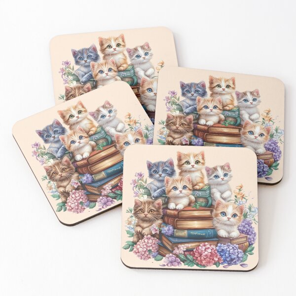 Item preview, Bookish Kitten Pile designed and sold by bubblyrainbow.