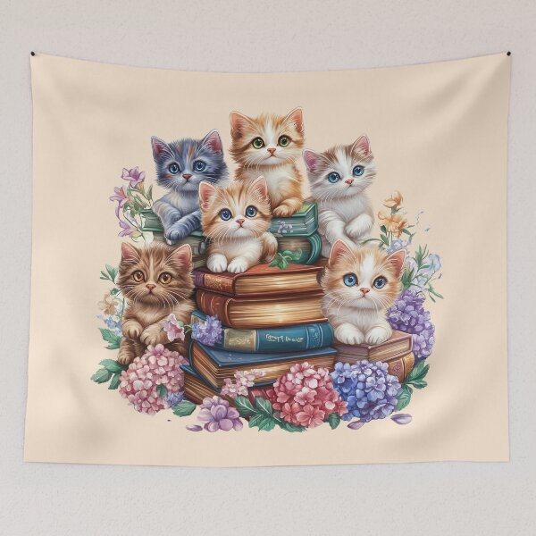 Item preview, Bookish Kitten Pile designed and sold by bubblyrainbow.