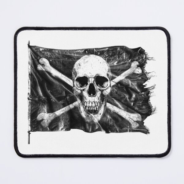 Item preview, Pirate Skull and Crossbones Flag – Vintage Grunge Jolly Roger Black & White designed and sold by inkoutninja.
