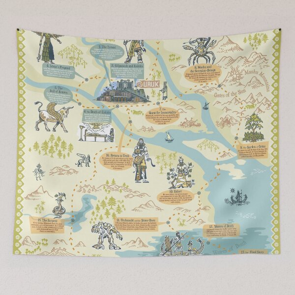 Item preview, Gilgamesh – The Great Journey Map designed and sold by QatlasMap Shop.