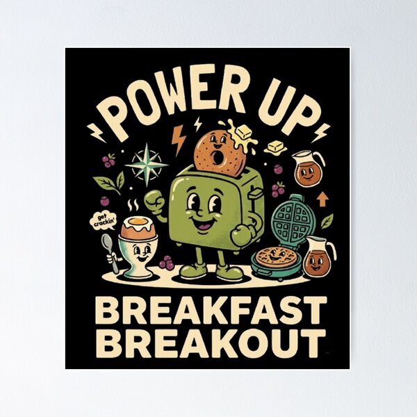 Item preview, Power Up Breakfast – Whimsical Food Character Design designed and sold by Dogandesighn.