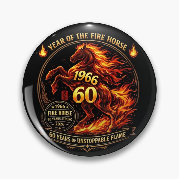 Item preview, Year of the Fire Horse 2026 Zodiac Badge designed and sold by 97Ts.
