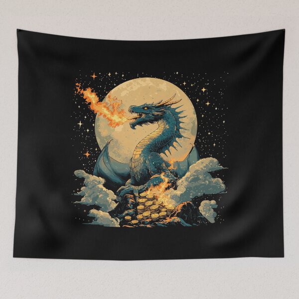 Item preview, Fire Dragon Under Full Moon Fantasy T-Shirt designed and sold by PSYNOVA.