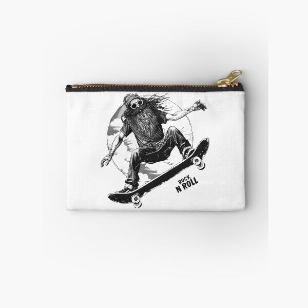 Item preview, Rock N Roll Skateboarder – Bearded Skater Trick Black & White Grunge Art designed and sold by inkoutninja.