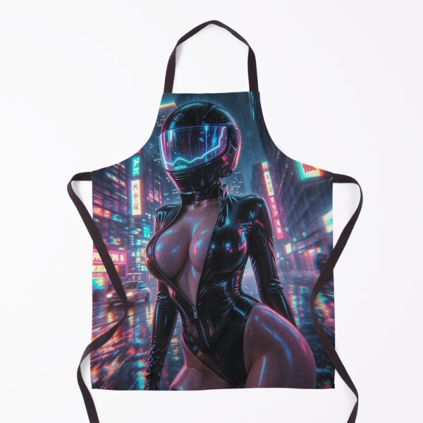 Item preview, Cyberpunk Neon Rain Goddess – Aggressive Latex Suit & Glowing Helmet in Tokyo Storm designed and sold by RadaQueen.