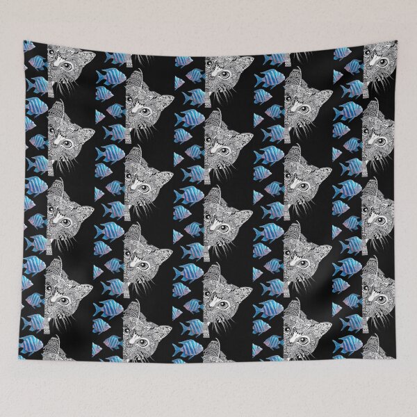 Item preview, Fishbowl Friend - Whimsical Cat & Fish Art designed and sold by Mini Pixel Perfect Co..