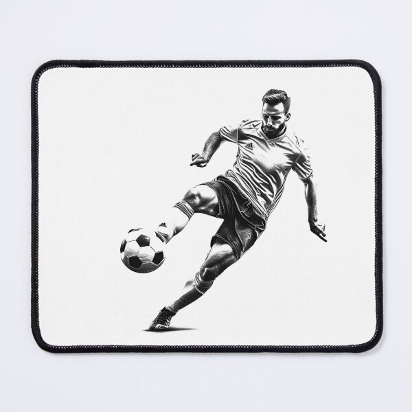 Item preview, Soccer Player Volley Kick – Black & White Football Action Sports Art designed and sold by inkoutninja.