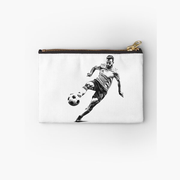 Item preview, Soccer Player Volley Kick – Black & White Football Action Sports Art designed and sold by inkoutninja.