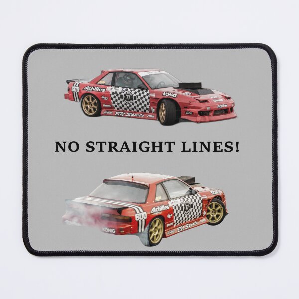 Item preview, NO STRAIGHT LINES! 240sx S13 Drift Car Streetwear - JDM Car Culture Aesthetic Black Text designed and sold by Minty-Media.