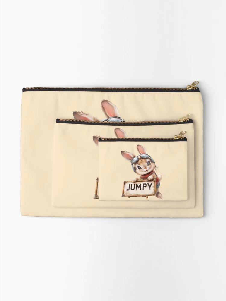 Thumbnail 2 of 4, Zipper Pouch, Jumpy the Rabbit designed and sold by bubblyrainbow.