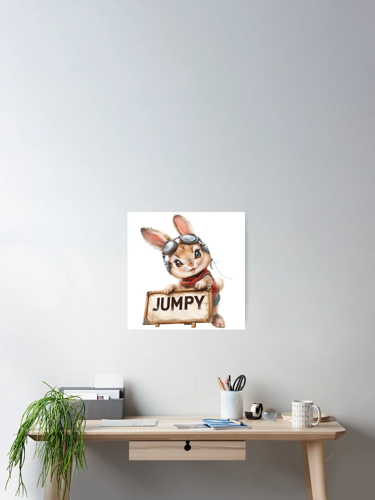 Thumbnail 2 of 3, Poster, Jumpy the Rabbit designed and sold by bubblyrainbow.