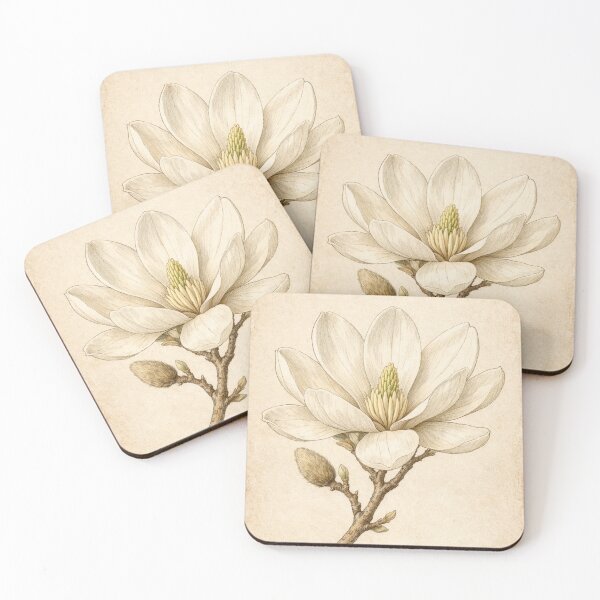Item preview, Vintage White Magnolia Botanical Print - Antique Magnolia Flower Illustration designed and sold by Darlin8888.