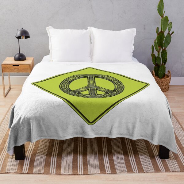 Item preview, Vintage Peace Sign Hippie Warning Road Sign designed and sold by JaaGo PopLab.