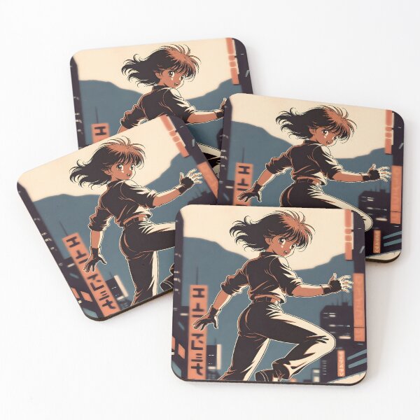 Item preview, Retro 80s Anime Girl Running Night City Vintage Anime Aesthetic designed and sold by Radnime.