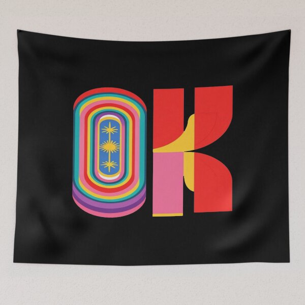 Item preview, Retro Rainbow “OK” Typography – Bold Geometric Positive Art with Vibrant Modern Color Layers designed and sold by Bright Nest Studio.