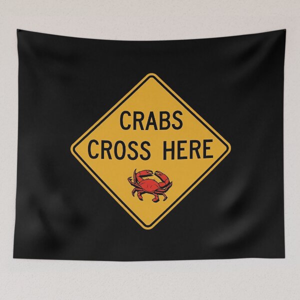 Item preview, Red Crab Migration Warning designed and sold by Funny Vintage Stickers And T-Shirts.